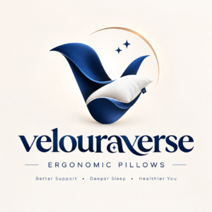 DERILLA ERGO ergonomic pillow VELOURAVERSE logo – premium sleep and neck support brand